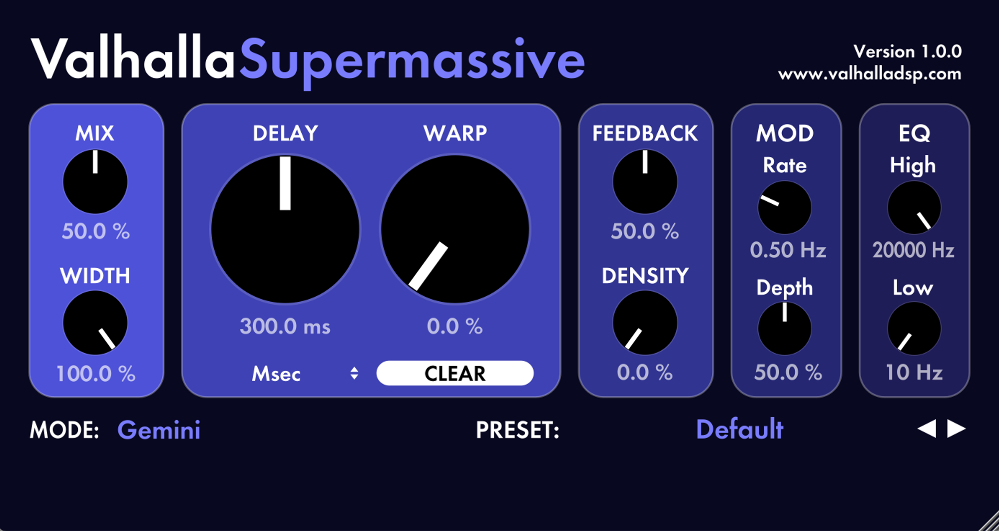 Valhalla Supermassive plugin interface — Itmeo