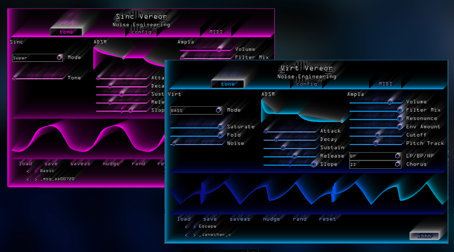 Noise Engineering Freequel Bundle (Sinc/Virt Vereor) interface — Itmeo