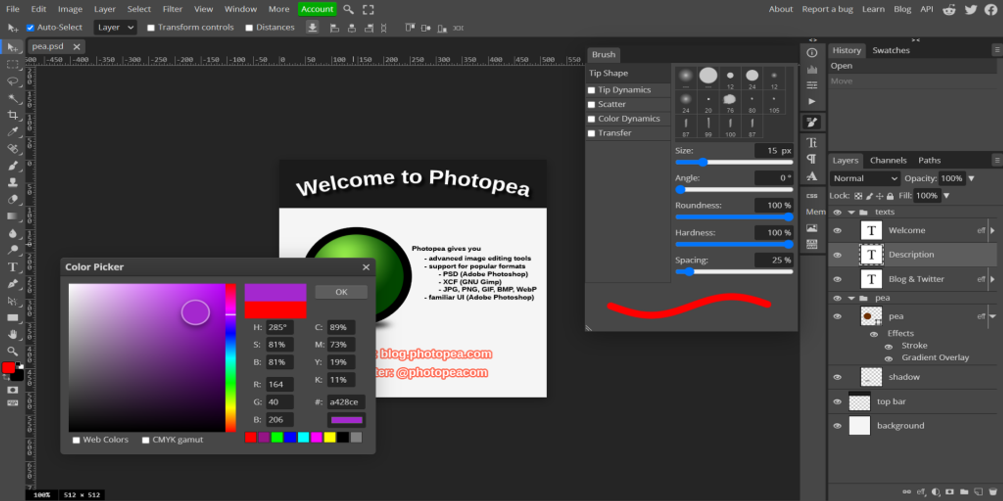 Photopea Image - Figma plugin for text on images published on itmeo and webgradients. tool that help designers.